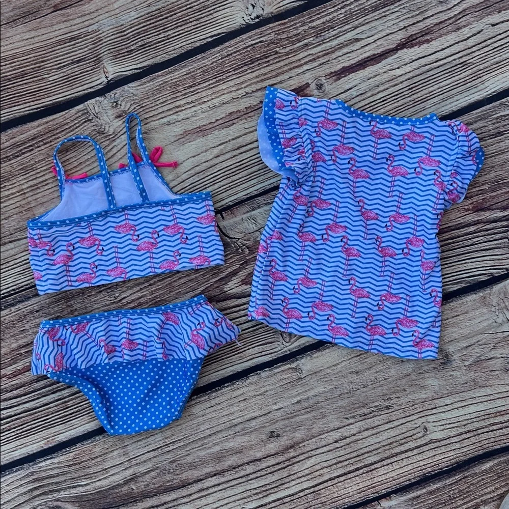 Girls flamingo Swim Set 3T - Blue and Pink